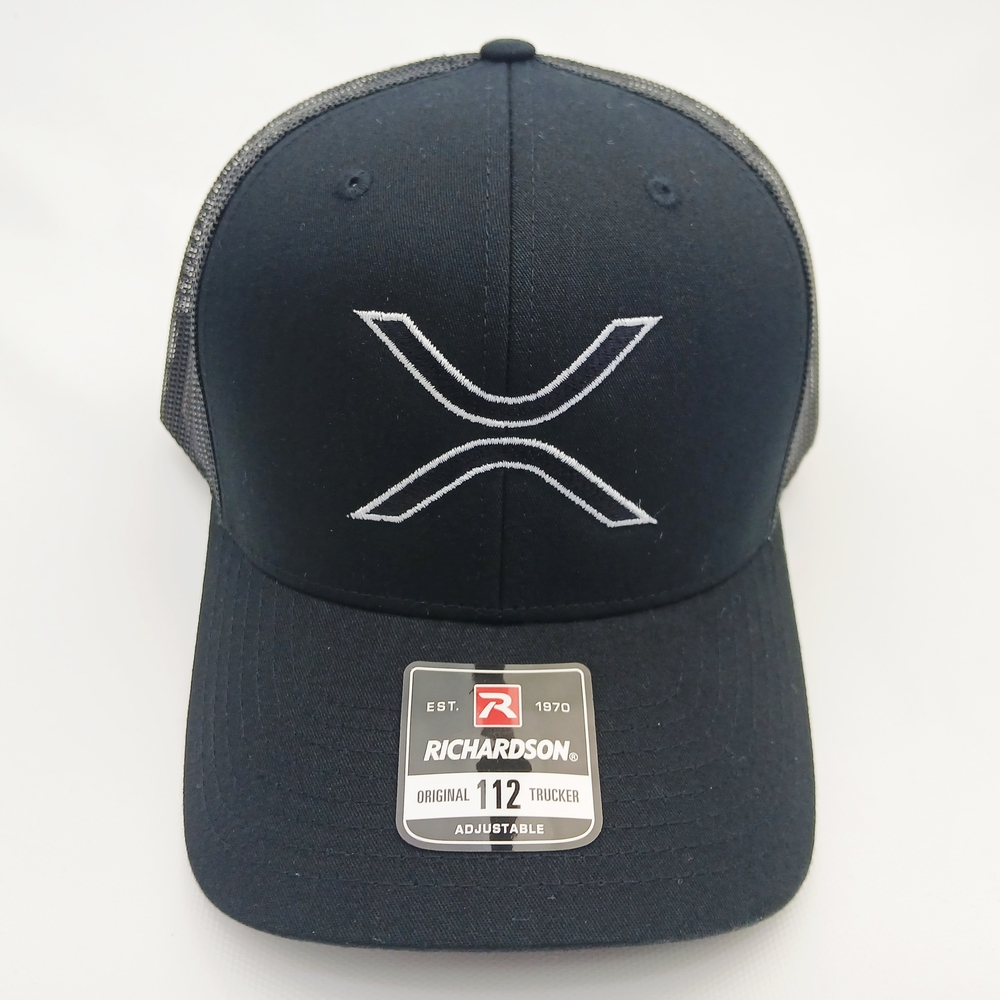 Richardson XRP RIPPLE Black Snapback Trucker Hat